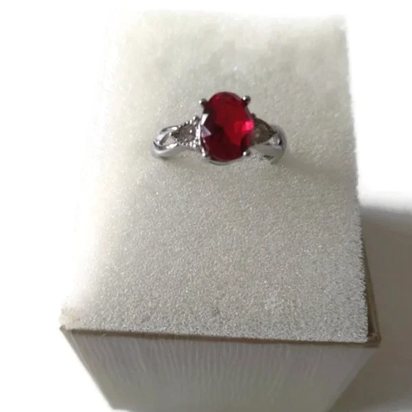 SOLD ON DIFFERENT PLATFORM .925 silver Lab Created Ruby Ring - Picture 6 of 6